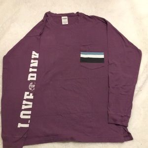 VS PINK long sleeve pocket tee